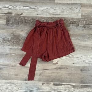 NWT Abercrombie Paperbag Shorts Rust Red Belted High Rise Coquette Casual XS